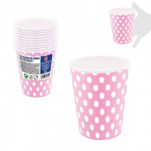 Vasos Rosas con lunares 10u.